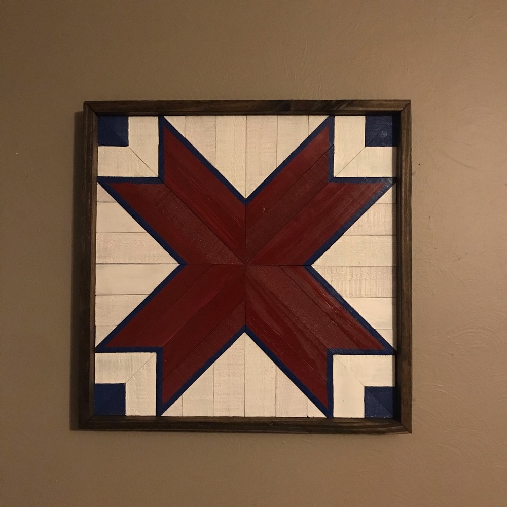 Rustic Aztec Wood Quilt Wall Hanger Decor